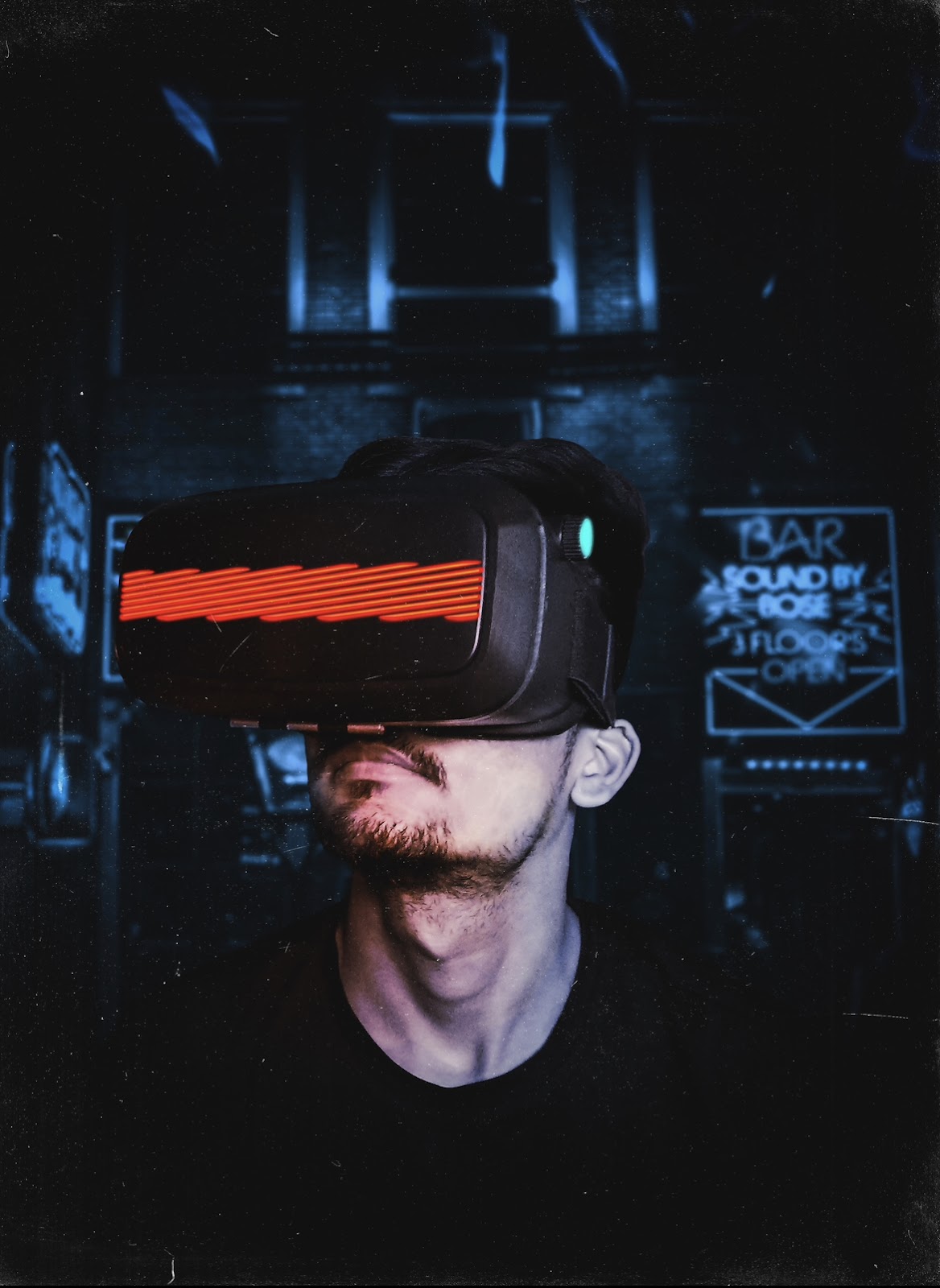 man wearing virtual reality glasses