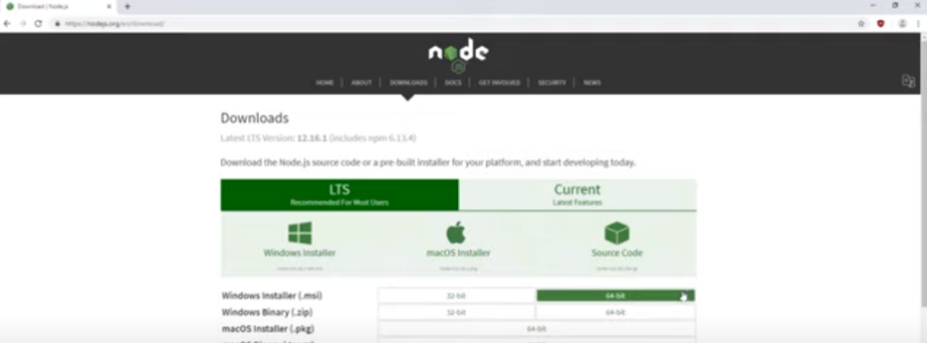 Node: a website page where one can download the necessary development toolkits